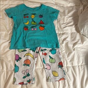 Hanna Andersson Turquoise and White Fruit Print Set